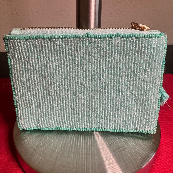 ON 34th Beaded coin pouch with Tassel - Turquoise - Picture 2 of 6